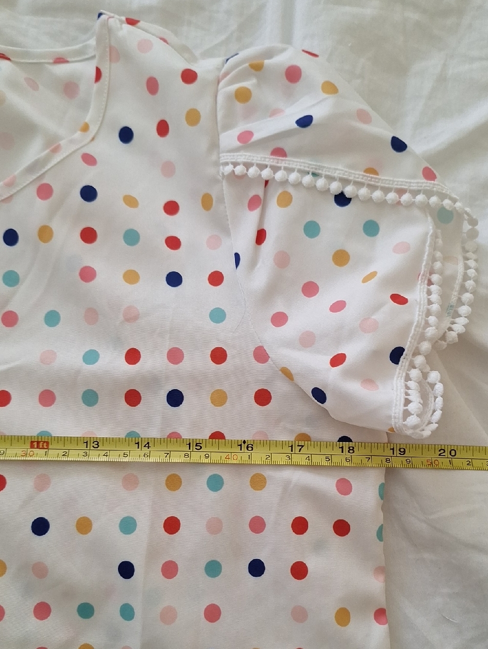 White Polka Dot Short Puff Sleeve Blouse Short Puff Sleeve Shirt Womens - Picture 6 of 8